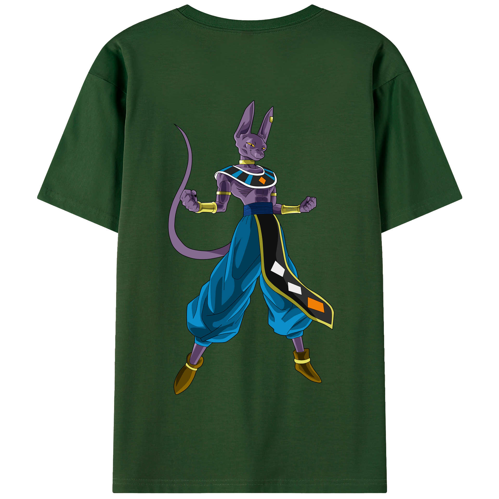 （画像用） ドラゴンボール ビルス 破壊神ビルス DRAGON BALL Beerus Birusu 綿100％半袖Tシャツ（背面プリント）